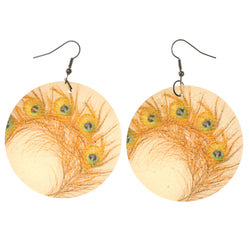 Colorful  Glitter Sparkle Peacock Feather Dangle-Earrings #LQE2797