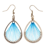 Blue & Silver-Tone Colored Metal Dangle-Earrings #LQE2808
