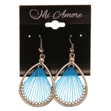 Blue & Silver-Tone Colored Metal Dangle-Earrings #LQE2808