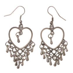 Heart Dangle-Earrings Silver-Tone Color #LQE2815