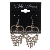 Heart Dangle-Earrings Silver-Tone Color #LQE2815