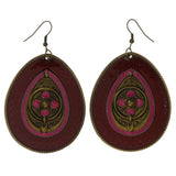 Gold-Tone & Red Colored Metal Dangle-Earrings #LQE2821