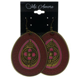 Gold-Tone & Red Colored Metal Dangle-Earrings #LQE2821