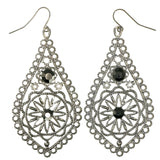 Silver-Tone Metal Dangle-Earrings With Crystal Accents #LQE2825