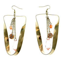 Gold-Tone & Multi Colored Metal Dangle-Earrings With Crystal Accents LQE282