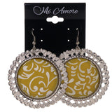 Yellow & Silver-Tone Colored Metal Dangle-Earrings #LQE2830