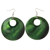 Green & Silver-Tone Colored Metal Dangle-Earrings #LQE2831