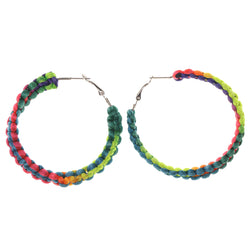 Colorful  Rainbow Braid Hoop-Earrings #LQE2832