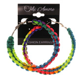 Colorful  Rainbow Braid Hoop-Earrings #LQE2832