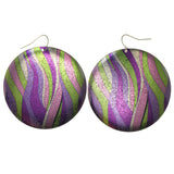 Purple & Green Colored Metal Dangle-Earrings #LQE2834