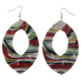 Colorful & Silver-Tone Colored Metal Dangle-Earrings #LQE2837