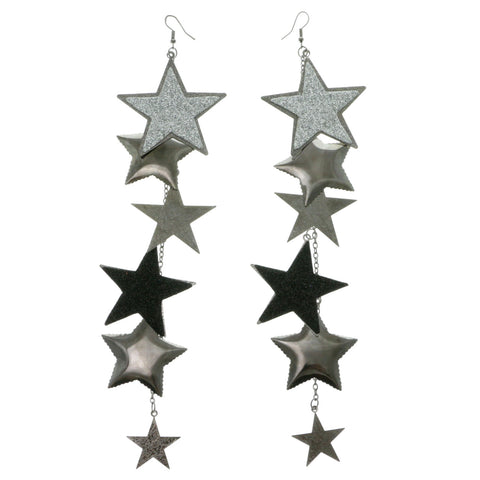 Silver-Tone & Multi Colored Metal Dangle-Earrings LQE283