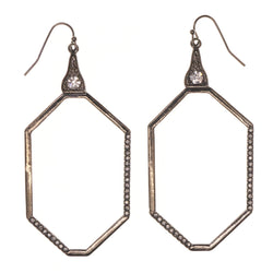 Black & Silver-Tone Colored Metal Dangle-Earrings With Crystal Accents #LQE2844
