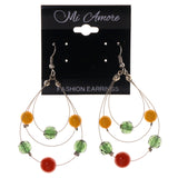 Colorful & Silver-Tone Acrylic Dangle-Earrings Bead Accents #LQE2849