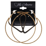 Gold-Tone & Black Colored Metal Hoop-Earrings #LQE2853