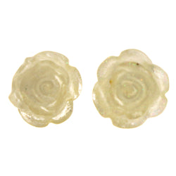 Glitter Sparkle Flower Stud-Earrings White Color #LQE2857