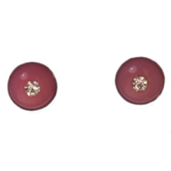 Pink Acrylic Stud-Earrings With Crystal Accents #LQE2863