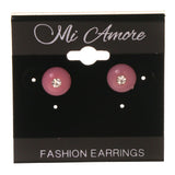 Pink Acrylic Stud-Earrings With Crystal Accents #LQE2863