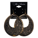 Black & Gold-Tone Colored Metal Dangle-Earrings #LQE2868
