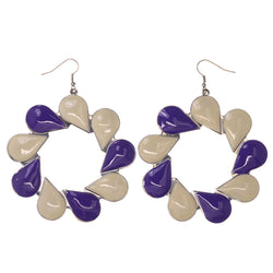Purple & White Colored Metal Dangle-Earrings #LQE2875