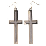 Glitter Sparkle Cross Dangle-Earrings Silver-Tone Color #LQE2880