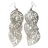 Leaf Dangle-Earrings Silver-Tone Color #LQE2887