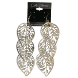 Leaf Dangle-Earrings Silver-Tone Color #LQE2887