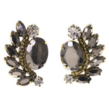 Black & Gold-Tone Colored Metal Stud-Earrings With Crystal Accents #LQE2896