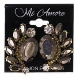 Black & Gold-Tone Colored Metal Stud-Earrings With Crystal Accents #LQE2896