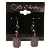 Gray & Silver-Tone Colored Acrylic Dangle-Earrings With Bead Accents #LQE3001