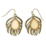 Gold-Tone & Peach Colored Metal Dangle-Earrings #LQE3014