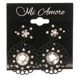 Black & Silver-Tone Metal -Dangle-Earrings Crystal Accents #LQE3019