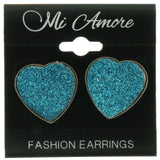 Heart Sparkle Stud-Earrings Blue & Silver-Tone Colored #LQE301