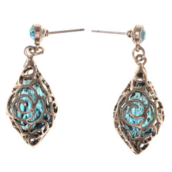 Blue & Silver-Tone Metal -Dangle-Earrings Crystal Accents #LQE3020
