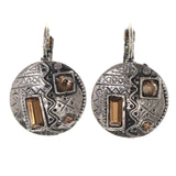 Metal Dangle-Earrings With Crystal Accents Silver-Tone & Brown