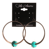 Black & Green Colored Metal Dangle-Earrings With Bead Accents #LQE3026
