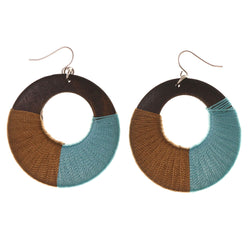 Brown & Blue Colored Fabric Dangle-Earrings #LQE3027