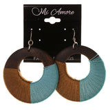 Brown & Blue Colored Fabric Dangle-Earrings #LQE3027