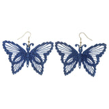 Glitter Sparkle Butterfly Dangle-Earrings Blue Color #LQE3037