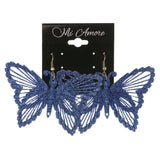 Glitter Sparkle Butterfly Dangle-Earrings Blue Color #LQE3037