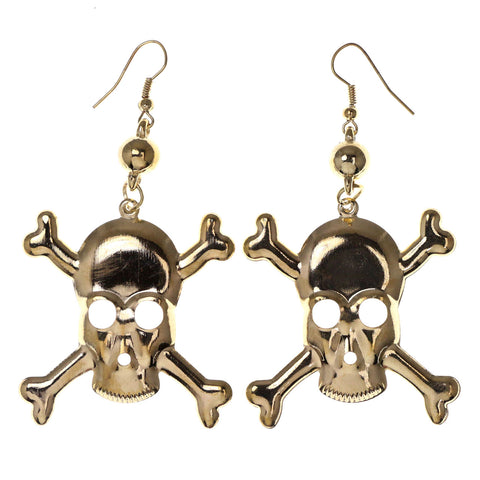 Skull & Crossbones Dangle-Earrings Gold-Tone Color
