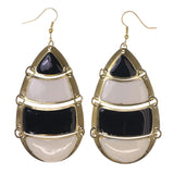 Black & White Colored Metal Dangle-Earrings #LQE3050