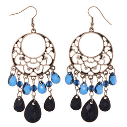 Silver-Tone & Blue Colored Metal Dangle-Earrings With Crystal Accents5