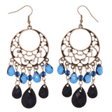 Silver-Tone & Blue Colored Metal Dangle-Earrings With Crystal Accents5