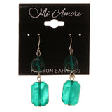 Green & Silver-Tone Colored Acrylic Dangle-Earrings With Bead Accents #LQE3061