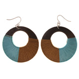 Brown & Blue Colored Fabric Dangle-Earrings #LQE3065