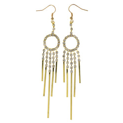 Gold-Tone & Silver-Tone Metal Dangle-Earrings Crystal Accents #LQE3066