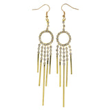 Gold-Tone & Silver-Tone Metal Dangle-Earrings Crystal Accents #LQE3066