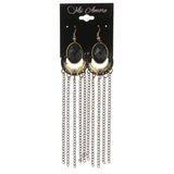 Black & Gold-Tone Colored Metal Dangle-Earrings With Stone Accents #LQE3067