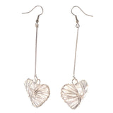 Heart Dangle-Earrings Silver-Tone Color #LQE3068